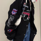 Black vintage motorcycle bomber jacket with embroidery