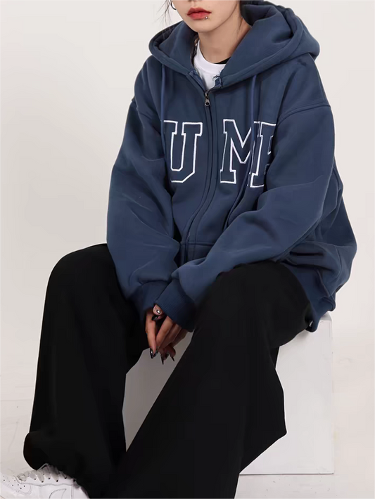 Retro sports oversized hoodie with slogan