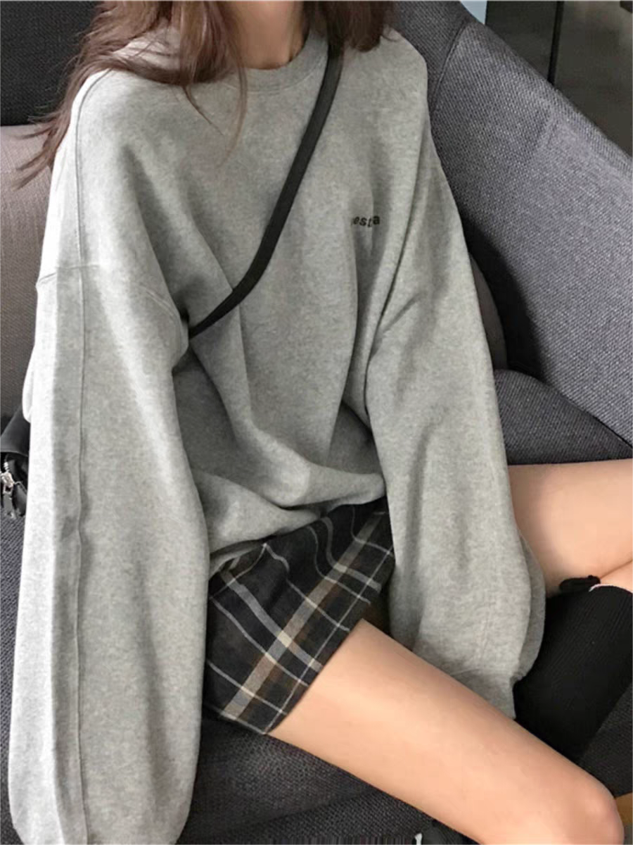 Basic plain oversized sweatshirt with logo 