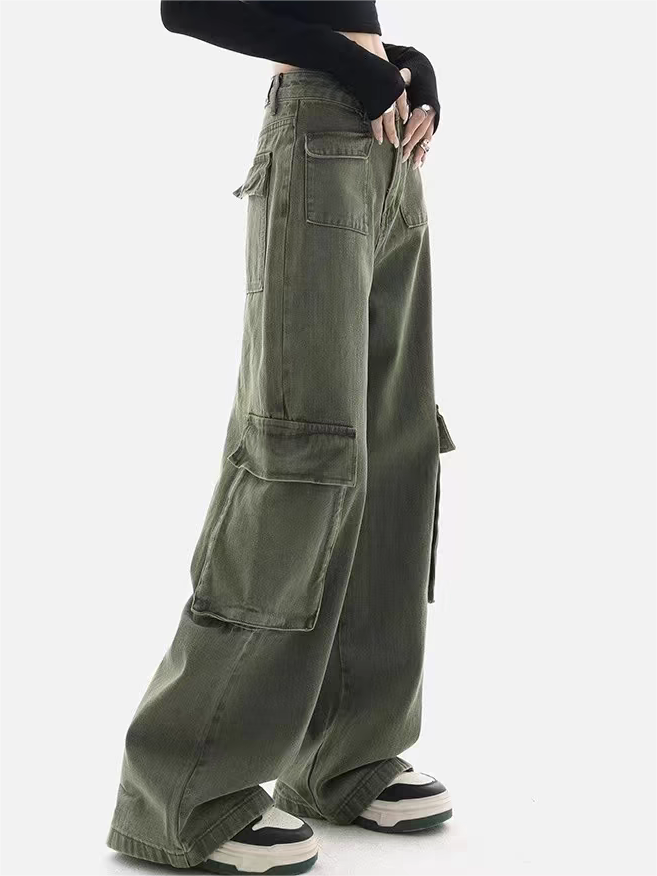 90er Vintage Grüne Cargo Jeans