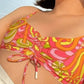 Cute bikini set with wave pattern and floral print