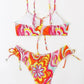 Cute bikini set with wave pattern and floral print