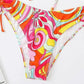 Cute bikini set with wave pattern and floral print