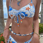 Cute bikini set with wave pattern and floral print