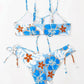 Cute bikini set with wave pattern and floral print