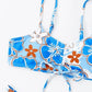 Cute bikini set with wave pattern and floral print