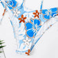Cute bikini set with wave pattern and floral print