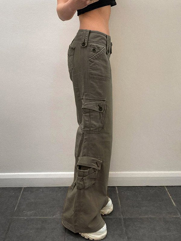 Straight Leg Cargo Jeans mit Knöpfen