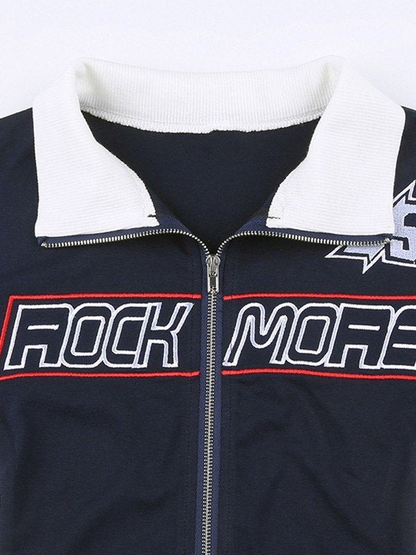 Cropped Moto Jacke mit Logo Aufdruck