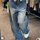 Faltbare Taille Boyfriend Jeans mit Patchwork