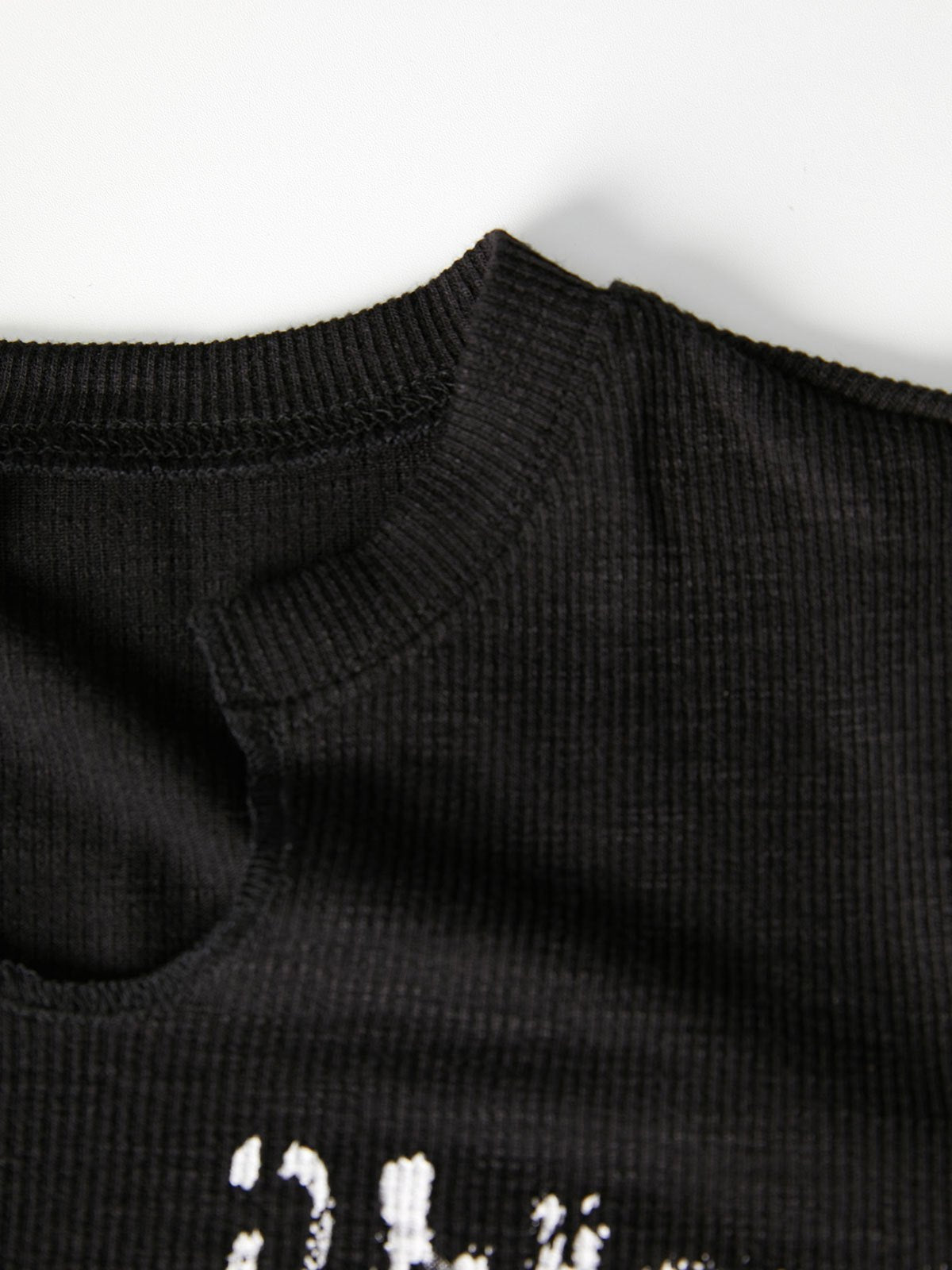 Baumwoll Crop Top mit langen Ärmeln und Grafik