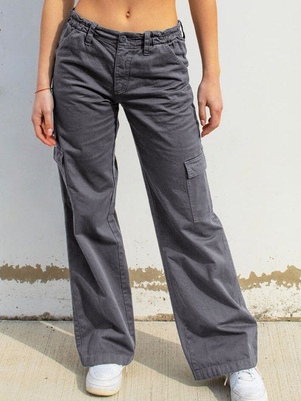 Low waist straight leg cargo pants