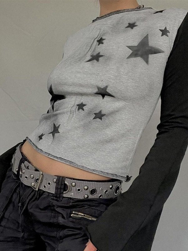 Vintage Star Langarm Crop Top