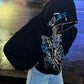 Zip Up Hoodie mit glitzernden Rhinestones und Gesicht Motiv