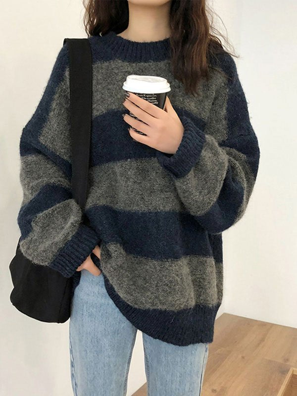 Oversized Pullover mit Streifen