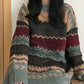 Vintage Oversize Jacquard Strickpullover Sweater