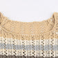 Super Crop Langärmel Crochet Top mit Häkelmuster und Streifen