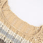 Super Crop Langärmel Crochet Top mit Häkelmuster und Streifen