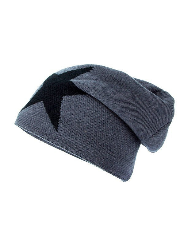 Warme Fleece Beanie Mütze mit Vintage Stern