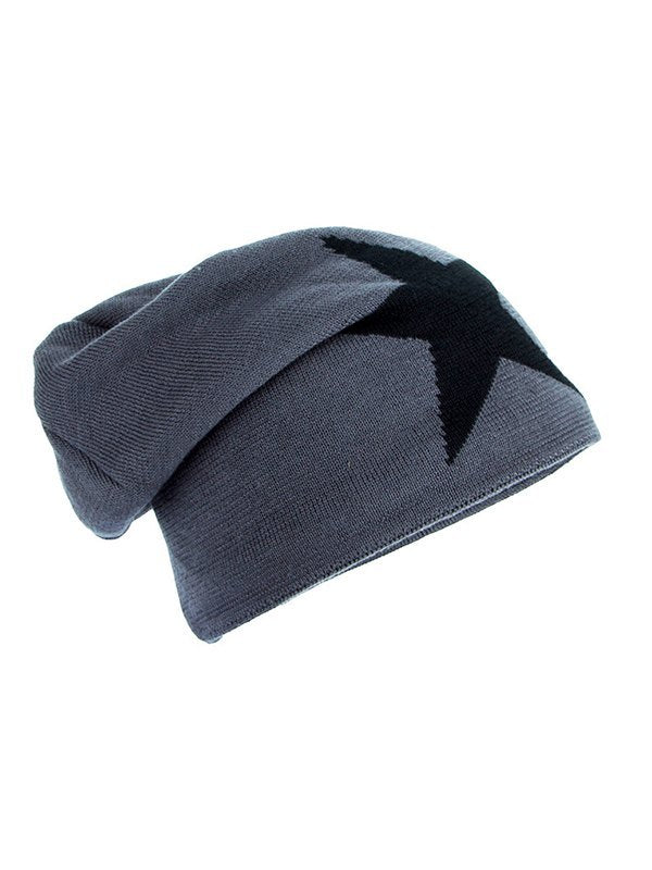 Warme Fleece Beanie Mütze mit Vintage Stern