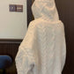 Cardigan bianco oversize vintage con cappuccio e cerniera
