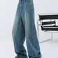 2000s blue baggy boyfriend jeans with wash effect